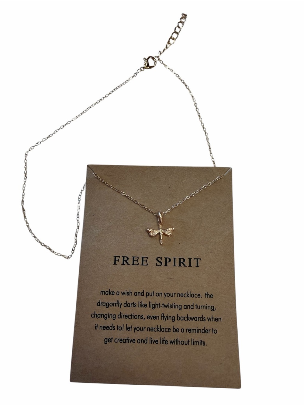 π¨SALEπ¨ Gold Dragonfly Pendant Necklace gift with sentimental card free spirit